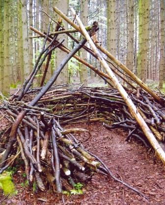 Hütte aus Stöcken